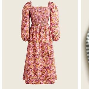 J Cree smocked puff dress, midi